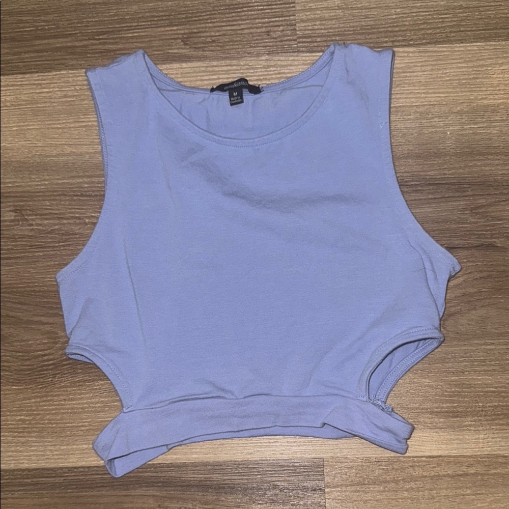Ambiance Blue and Purple Cutout Crop Tank Top